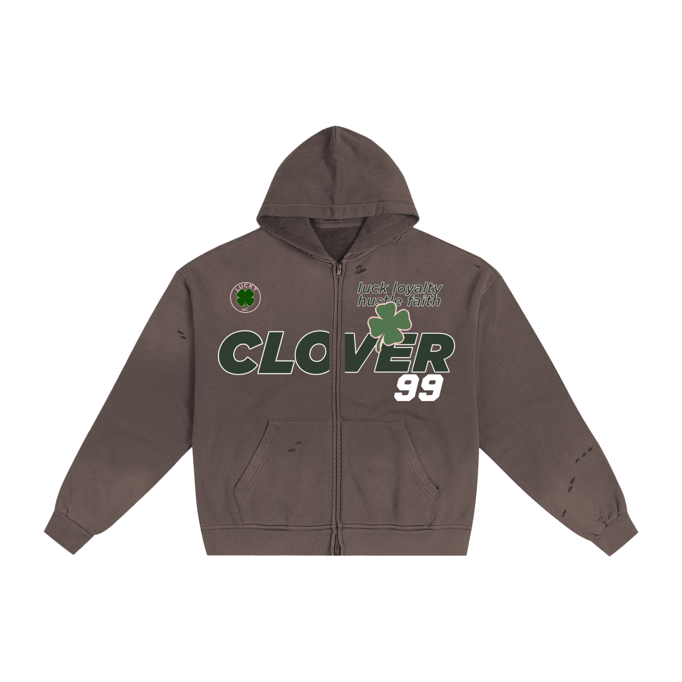 Hand-Frayed Sunfade Zip Hoodie