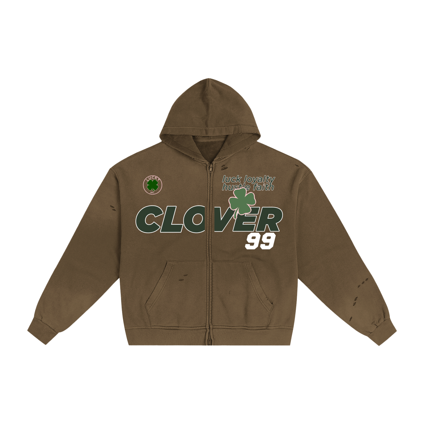 Hand-Frayed Sunfade Zip Hoodie